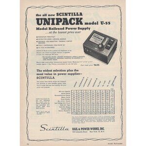 Scintilla Unipack Model Railroad Power Supply Vintage Print Ad 1954 Original